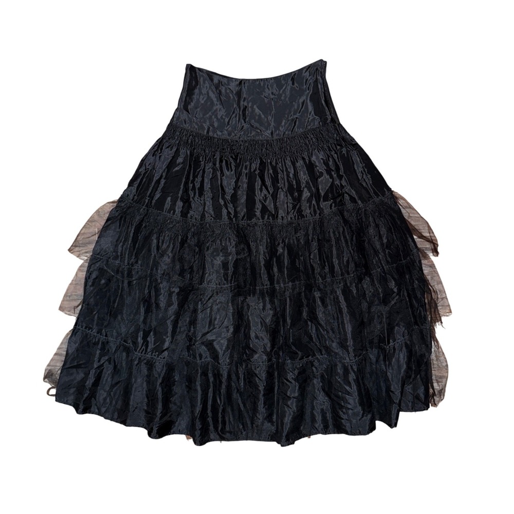 Black Tiered Tulle Maxi Skirt Goth Whimsigoth Coquette Fairycore Western Cowgirl